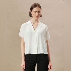 Frank & Oak Short-Sleeved Camp Collar Blouse in White